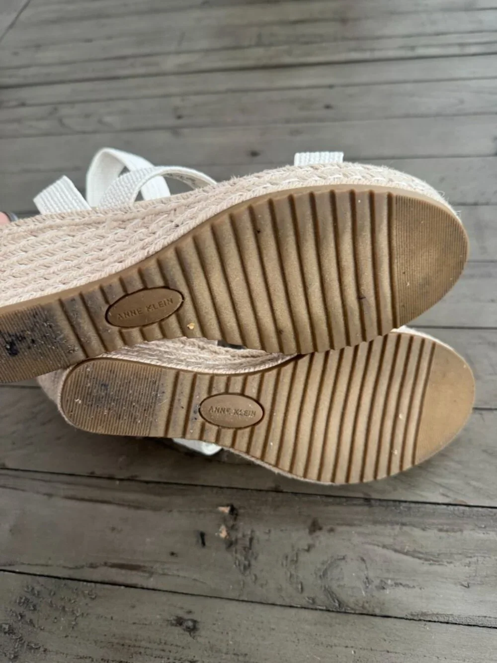 Anne Klein Willa Espadrille Wedge Platform Sandals White Size 9
